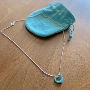 Tiffany & Co Elsa Peretti Blue Turquoise Open Heart Necklace